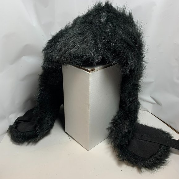 Black Insulated Winter Trapper Hat Winter Hood. One Size. (748) - Picture 2 of 6